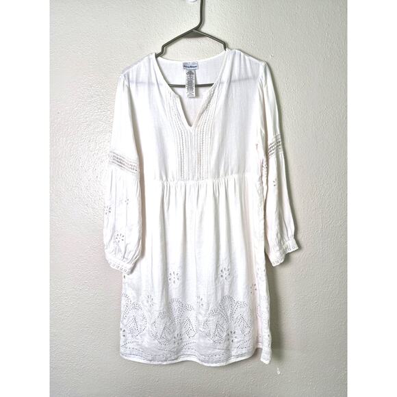 Tommy Bahama St Lucia Dress Size XS White Linen Cotton Eyelet Summer Vacation - Picture 2 of 9